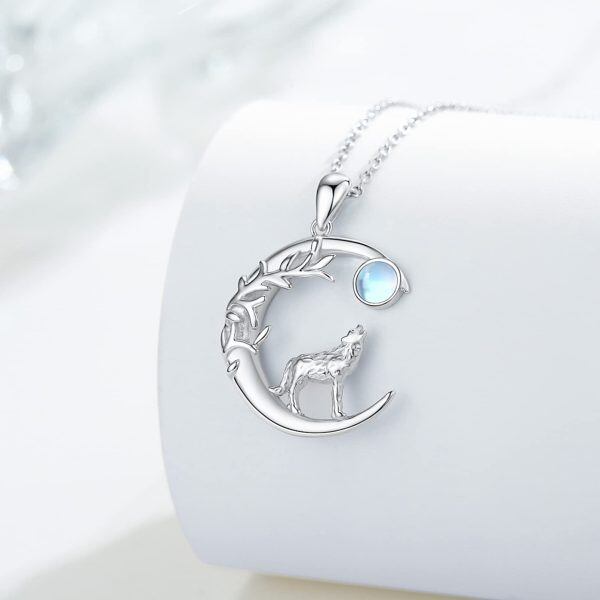 Sterling Silver Wolf Moon Necklace-1