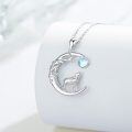 wholesale 925 Sterling Silver Moonstone Wolf Howl Crescent Moon Pendant Necklace for Women-0-1