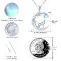 wholesale 925 Sterling Silver Moonstone Wolf Howl Crescent Moon Pendant Necklace for Women-0-2