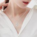 wholesale 925 Sterling Silver Moonstone Wolf Howl Crescent Moon Pendant Necklace for Women-0-4