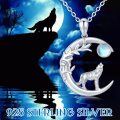 wholesale 925 Sterling Silver Moonstone Wolf Howl Crescent Moon Pendant Necklace for Women-0-5