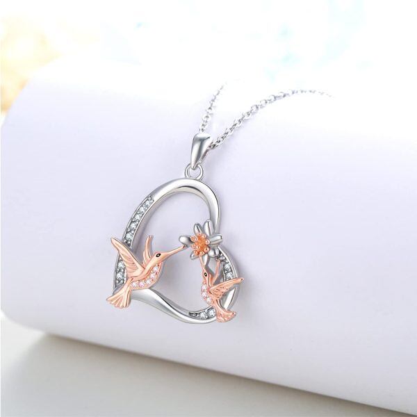 Sterling Silver Bird Flower Necklace-1