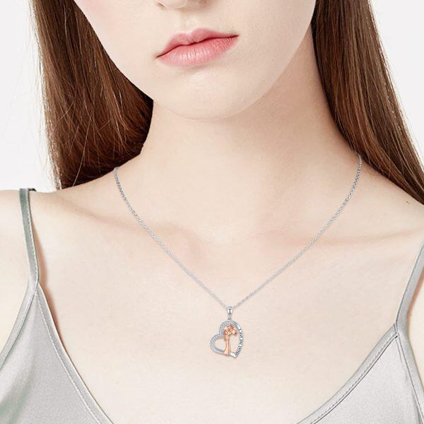 Sterling Silver Mother And Daughter Heart Necklace-2