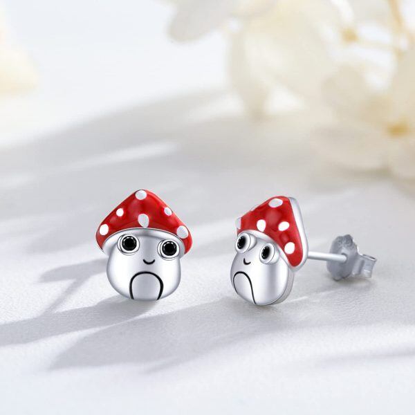 Sterling Silver Mushroom Earrings-1