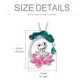 wholesale 925 Sterling Silver Green & Pink Enamel Frog on Lotus Pendant Necklace - Adorable Animal Charm s for Her-0-3