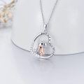 wholesale 925 Sterling Silver Heart-Shaped Mother-Daughter Dinosaur Pendant Necklace for Girls-0-1