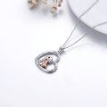 wholesale 925 Sterling Silver Heart-Shaped Mother-Daughter Dinosaur Pendant Necklace for Girls-0-2
