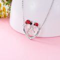 wholesale 925 Sterling Silver Red Enamel Ladybug Heart Tree of Life Pendant Necklace for Women Girls Gifts-0-1