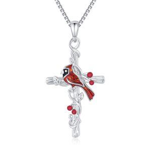 Sterling Silver Cardinal Necklace-0