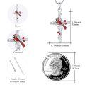 wholesale 925 Sterling Silver Red Enamel Cardinal Bird Cross Pendant Necklace for Women-0-2