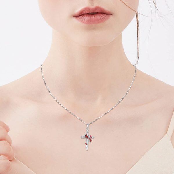 Sterling Silver Cardinal Necklace-4