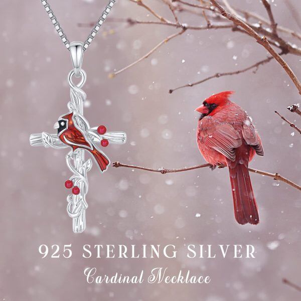 Sterling Silver Cardinal Necklace-5