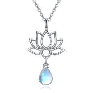 Sterling Silver Lotus Flower Necklace-0