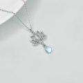 wholesale 925 Sterling Silver Teardrop Opal Lotus Flower Pendant Necklace for Women-0-2