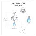 wholesale 925 Sterling Silver Teardrop Opal Lotus Flower Pendant Necklace for Women-0-3