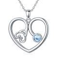 wholesale 925 Sterling Silver Heart-Shaped Blue Crystal Pendant Necklace for Women-0-0