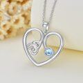 wholesale 925 Sterling Silver Heart-Shaped Blue Crystal Pendant Necklace for Women-0-1