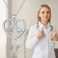 wholesale 925 Sterling Silver Heart-Shaped Blue Crystal Pendant Necklace for Women-0-4