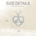 wholesale 925 Sterling Silver Heart-Shaped Blue Crystal Pendant Necklace for Women-0-5