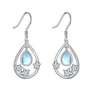 Sterling Silver Star Drop Earrings-0