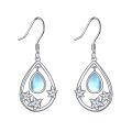 wholesale 925 Sterling Silver Teardrop Flower Design Moonstone Leverback Earrings for Women-0-0