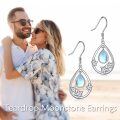 wholesale 925 Sterling Silver Teardrop Flower Design Moonstone Leverback Earrings for Women-0-4