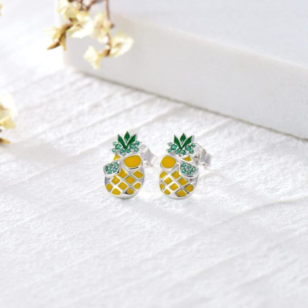 Sterling Silver Pineapple Earrings-3