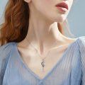 wholesale 925 Sterling Silver Moon Wolf Rose Key Pendant Necklace for Women Girls Mom -0-1