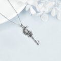 wholesale 925 Sterling Silver Moon Wolf Rose Key Pendant Necklace for Women Girls Mom -0-4