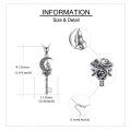 wholesale 925 Sterling Silver Moon Wolf Rose Key Pendant Necklace for Women Girls Mom -0-5