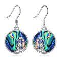 wholesale 925 Sterling Silver Abalone Shell Cat Moon Drop Earrings for Women-0-0