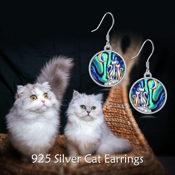 Stering Silver Cat Moon Earrings-4