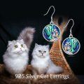wholesale 925 Sterling Silver Abalone Shell Cat Moon Drop Earrings for Women-0-4