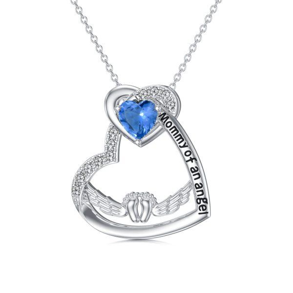 Sterling Silver Heart Wings Necklace-0