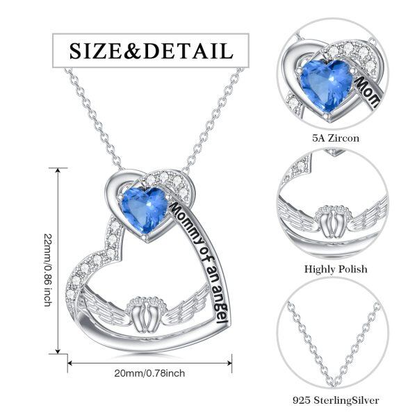 Sterling Silver Heart Wings Necklace-1