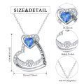wholesale 925 Sterling Silver Blue Crystal Angel Wing Mommy of an Angel Heart Pendant Necklace for Women-0-1