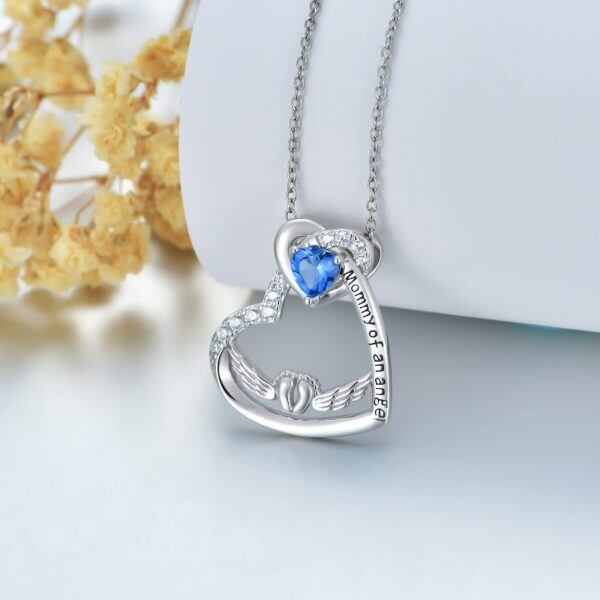 Sterling Silver Heart Wings Necklace-3