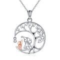 wholesale 925 Sterling Silver Elephant and Bird on Crescent Moon Pendant Necklace for Women-0-0