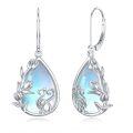 wholesale 925 Sterling Silver Teardrop Floral Moonstone Leverback Dangle Earrings for Women-0-0