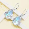 wholesale 925 Sterling Silver Teardrop Floral Moonstone Leverback Dangle Earrings for Women-0-1