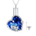 wholesale 925 Sterling Silver Heart-Shaped Blue Crystal Cat Memorial Keepsake Pendant with Funnel and Fill Tool-0-0