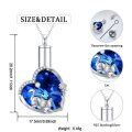 wholesale 925 Sterling Silver Heart-Shaped Blue Crystal Cat Memorial Keepsake Pendant with Funnel and Fill Tool-0-1