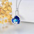 wholesale 925 Sterling Silver Heart-Shaped Blue Crystal Cat Memorial Keepsake Pendant with Funnel and Fill Tool-0-3