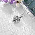 wholesale 925 Sterling Silver Gothic Skull Heart Photo Locket Pendant Necklace w/Gift Box-0-4