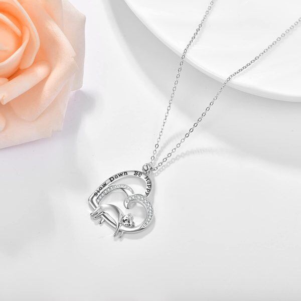 Sterling Silver Cat Heart Necklace-2