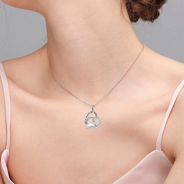 Sterling Silver Cat Heart Necklace-4