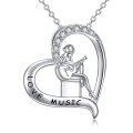 wholesale 925 Sterling Silver Love Music Guitar Girl Heart Pendant Necklace for Women-0-0