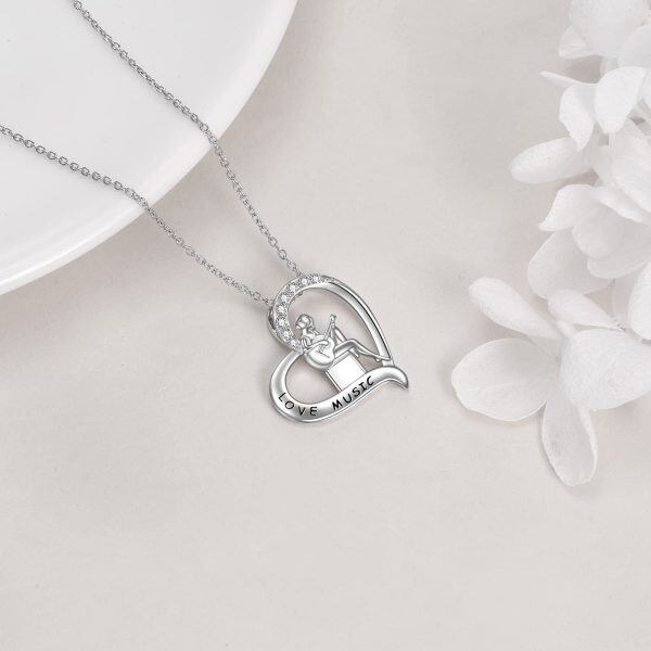 Sterling Silver Guitar Necklace-3