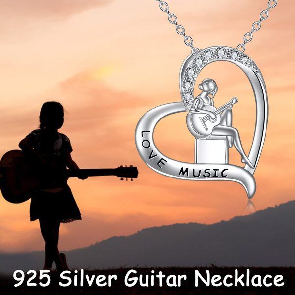 Sterling Silver Guitar Necklace-4