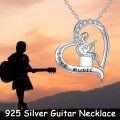 wholesale 925 Sterling Silver Love Music Guitar Girl Heart Pendant Necklace for Women-0-4